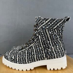 Anthropologie Cecelia New York Tweed Chance Hiker Combat Boots Womens Size 7M US
